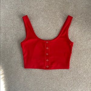 PACSUN- red button crop top